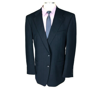 42L Burberrys Mens Vintage 2 Button Pure Wool Blazer Jacket Dark Pencil Gray Pin